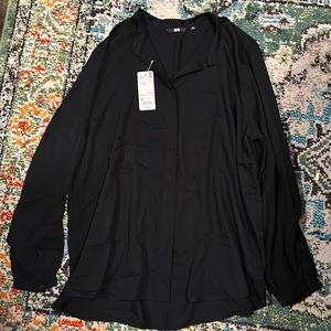 Women’s rayon band collar, long sleeve blouse by Uniqlo, size XL NWT